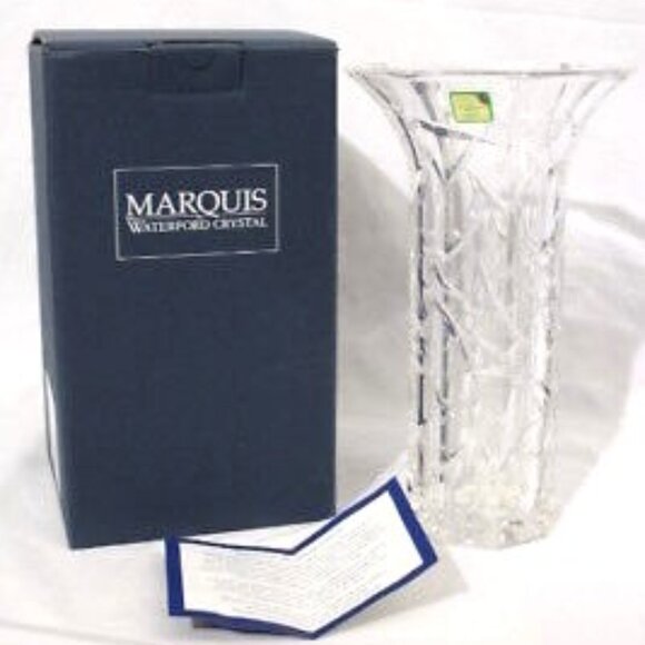 WATERFORD HAND CUT CRYSTAL MARQUIS CEYLON 9 INCH FLORAL VASE W BOX CARD GERMANY